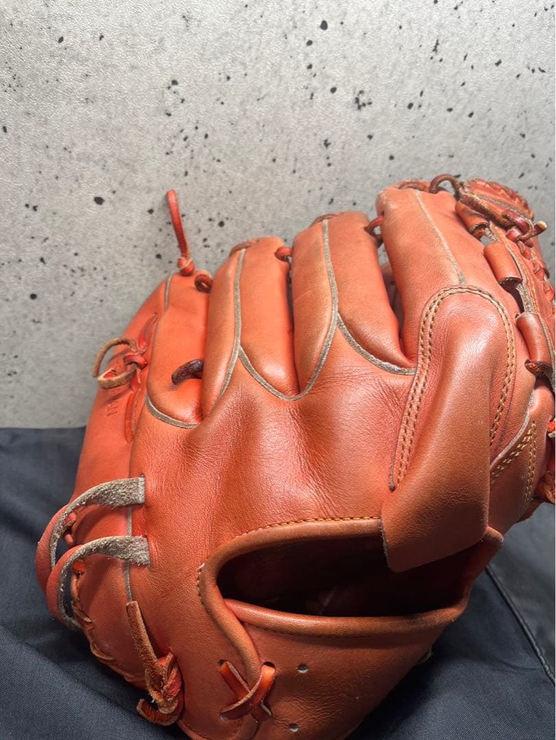 ZETT プロステイタス 軟式　右グローブ 手入れ良好オレンジ
