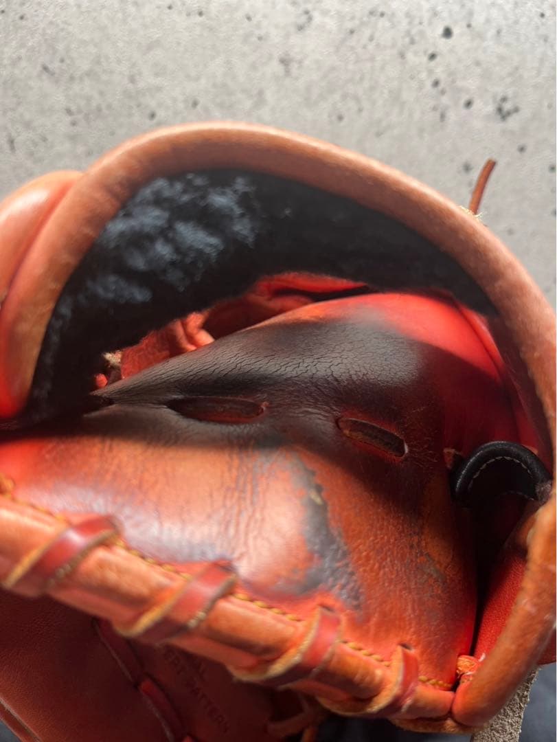 ZETT プロステイタス 軟式　右グローブ 手入れ良好オレンジ