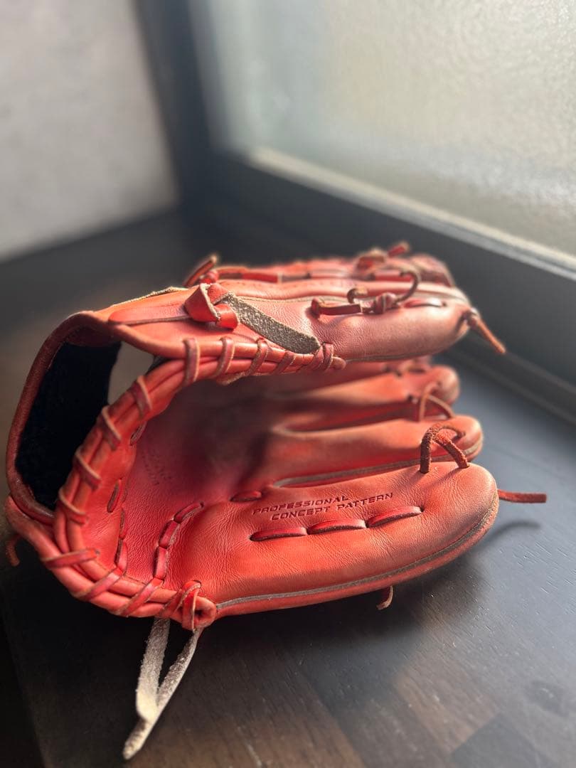 ZETT プロステイタス 軟式　右グローブ 手入れ良好オレンジ