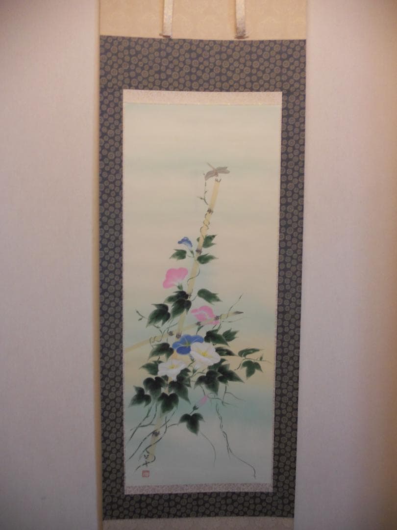 掛け軸 契雪 朝顔 絹本 希少 軸装 茶道具 掛軸 美品 です。