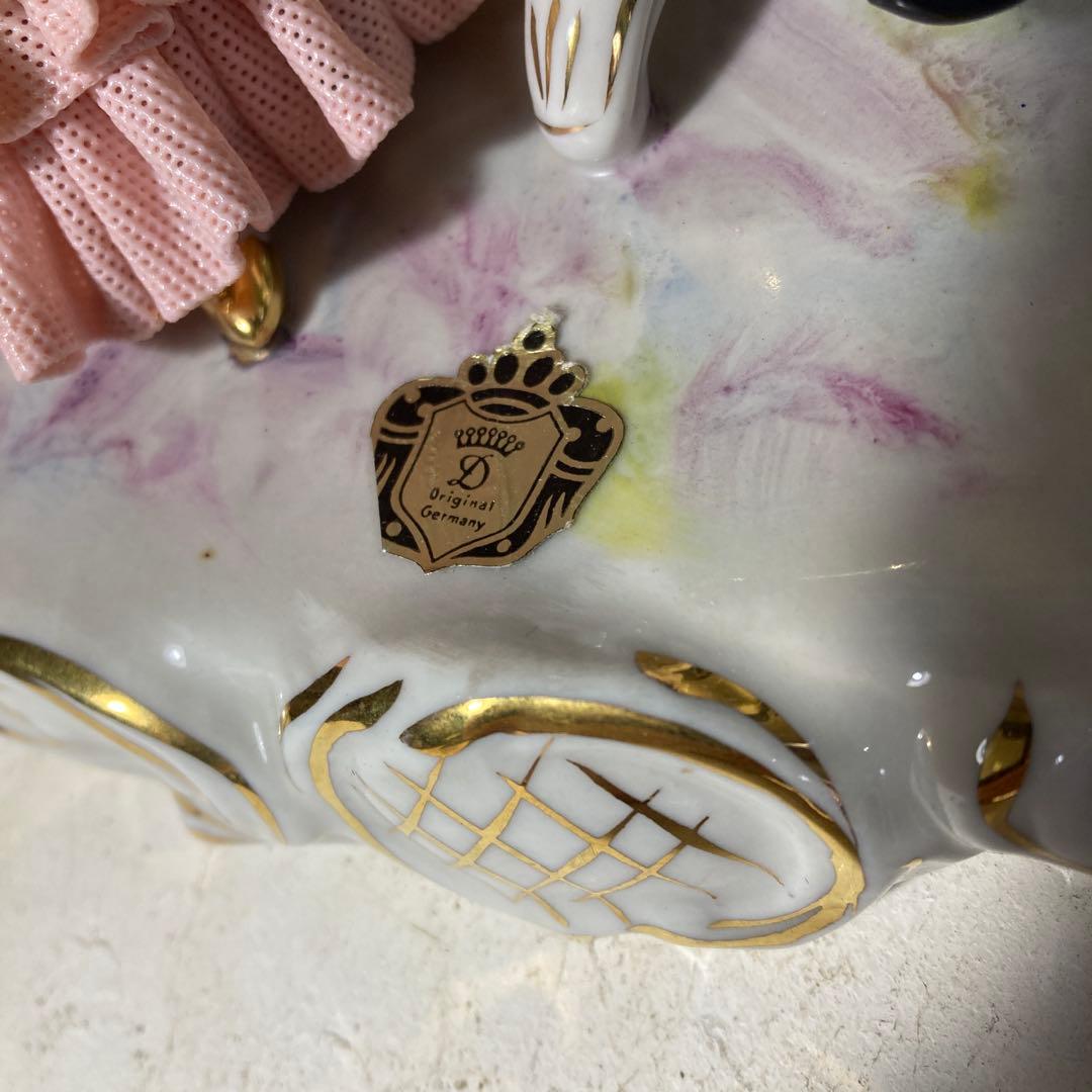 美品 ドイツ製 ドレスデン レースドール フィギュリン 磁器人形 陶人形