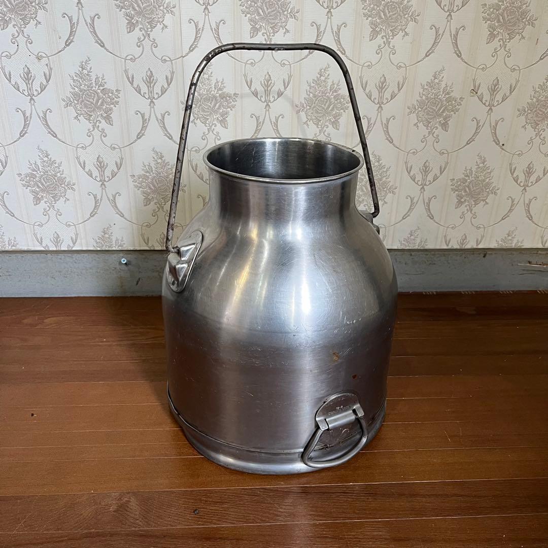 【アンティーク】昭和レトロ ステンレス ミルクタンク 牛乳缶 ジャンクガーデン