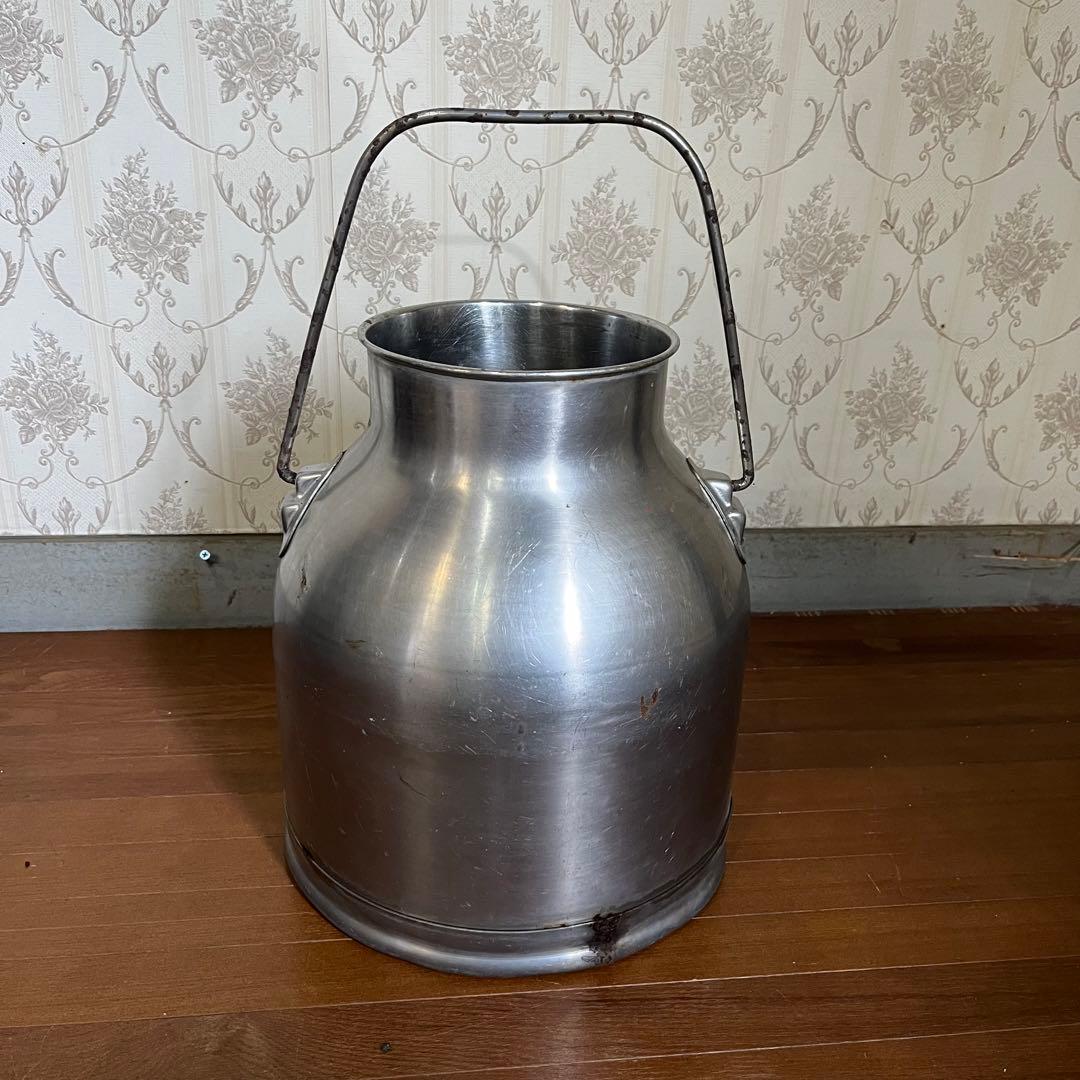 【アンティーク】昭和レトロ ステンレス ミルクタンク 牛乳缶 ジャンクガーデン