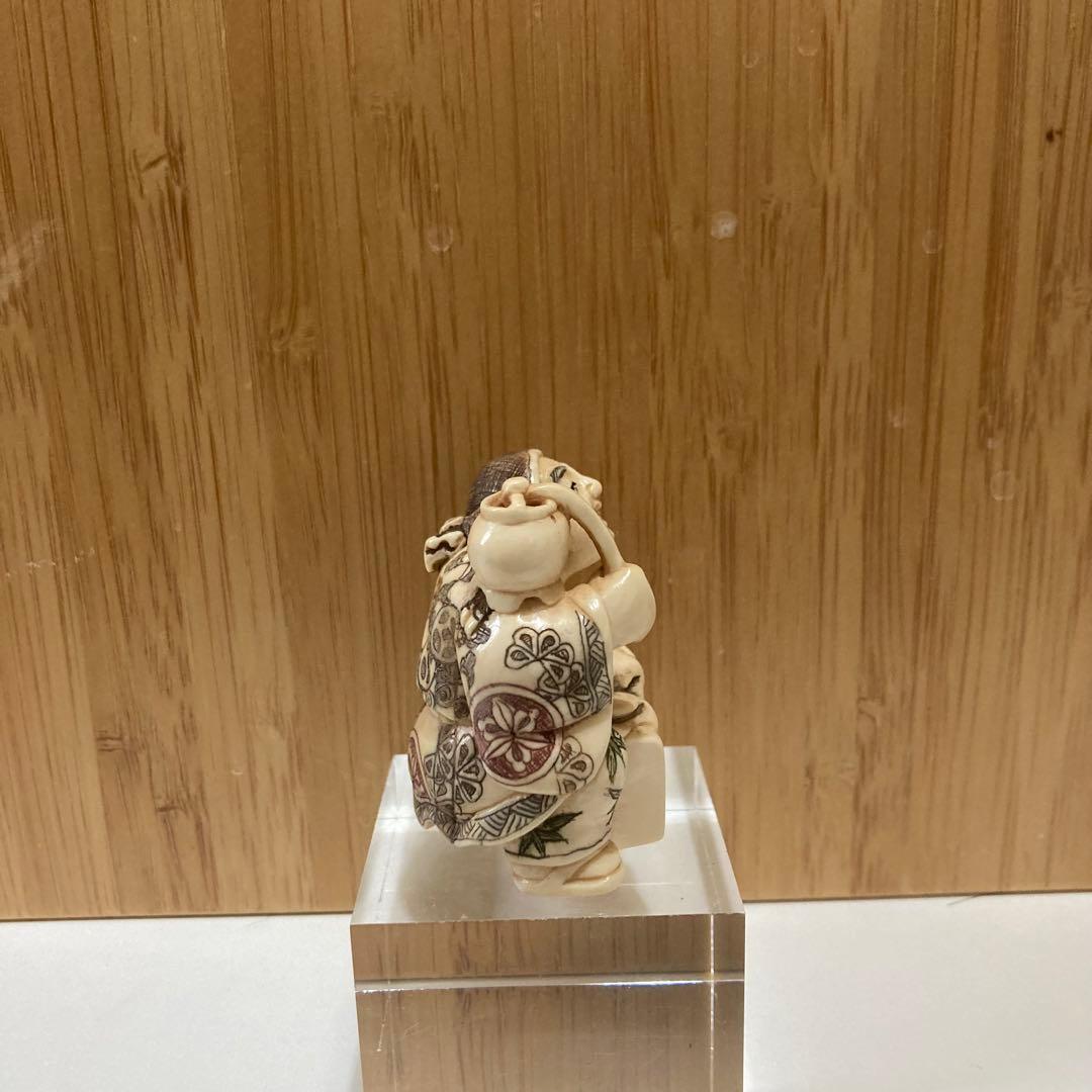 骨董 骨董品 根付け 根付 マンモス 置物 在銘 山口提げ物 彫刻