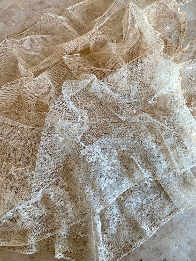 フランスアンティークチュールレースヴェール2点※アプリカシオンプリンセスレース