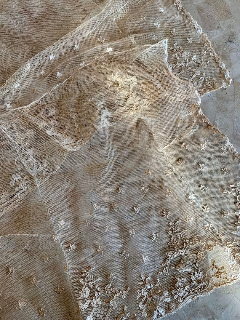 フランスアンティークチュールレースヴェール2点※アプリカシオンプリンセスレース