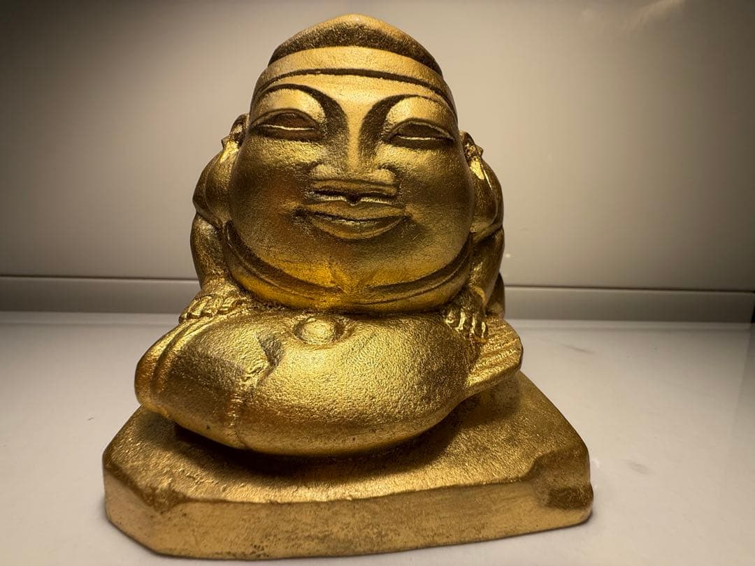 平櫛田中作　福徳恵比須座像　金箔ブロンズ像　田中名刻印