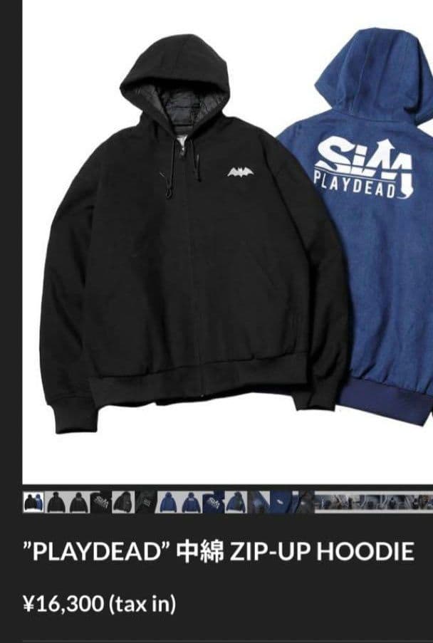 SiM　PLAYDEAD　ジップアップデニムフーディー　黒　М