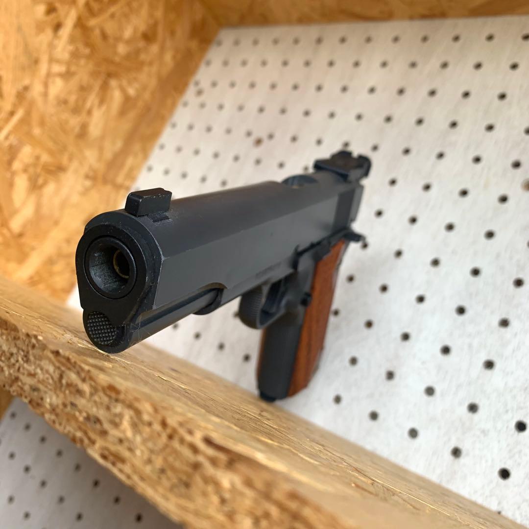 S2S M1911 ハンドガン エアコッキング ブラック シルバー木製柄グリップ