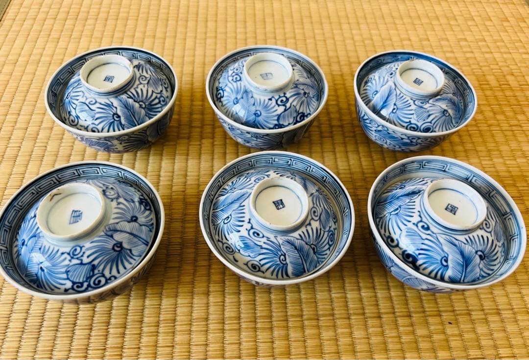 セール中！【江戸茶碗6個】茶碗セット　小　蓋茶碗　アンティーク　骨董