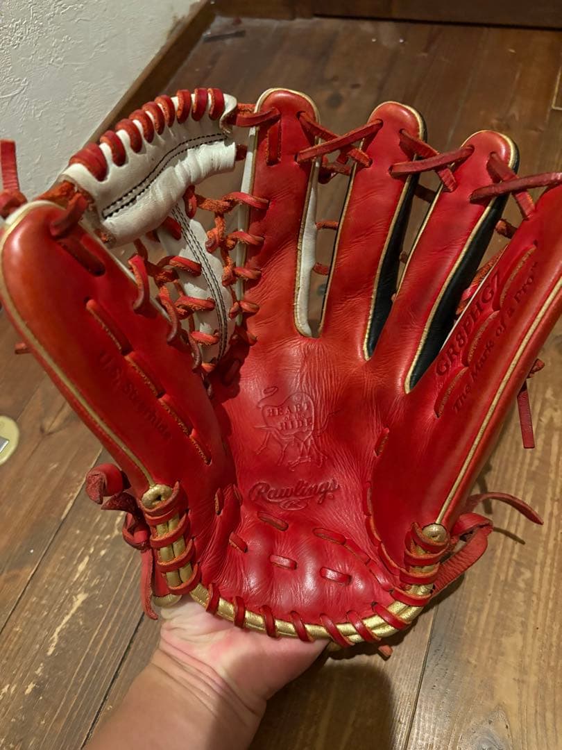 【ゆーたさん専用】Rawlings 軟式グローブ レッド/ホワイト　外野　即戦力