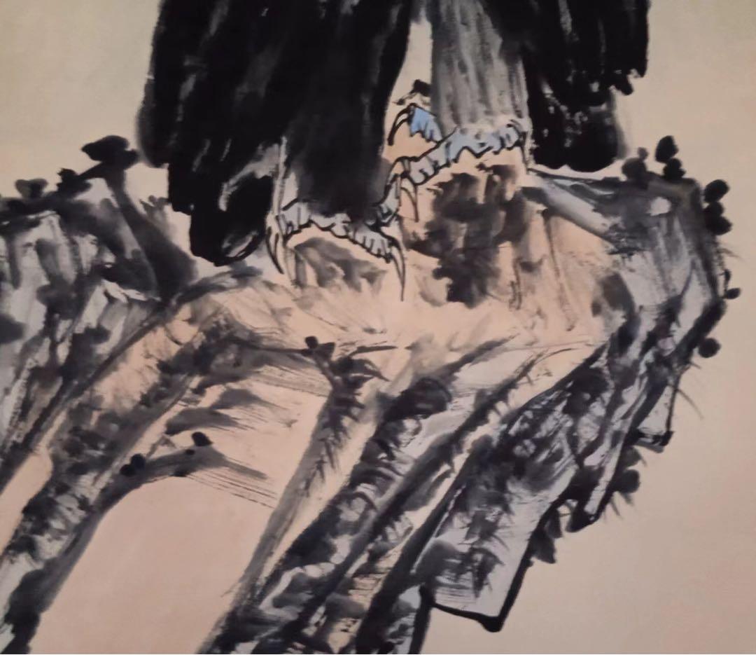 真筆模倣李苦禅の絵　二つタカ肉筆書いてる保証品　入手困難