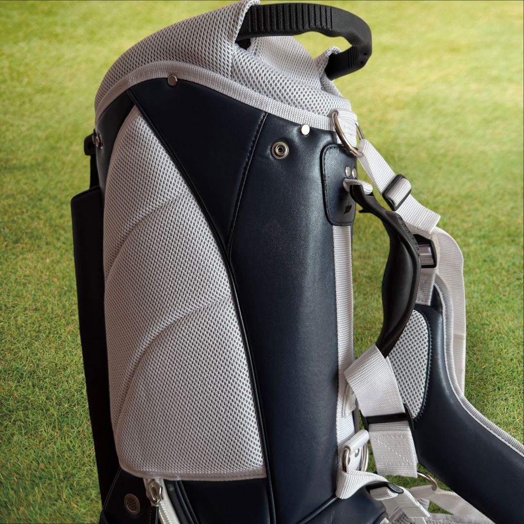 パーリーゲイツ　キャディバッグ　ネイビー　白　ショルダー式　スタンド式　軽量