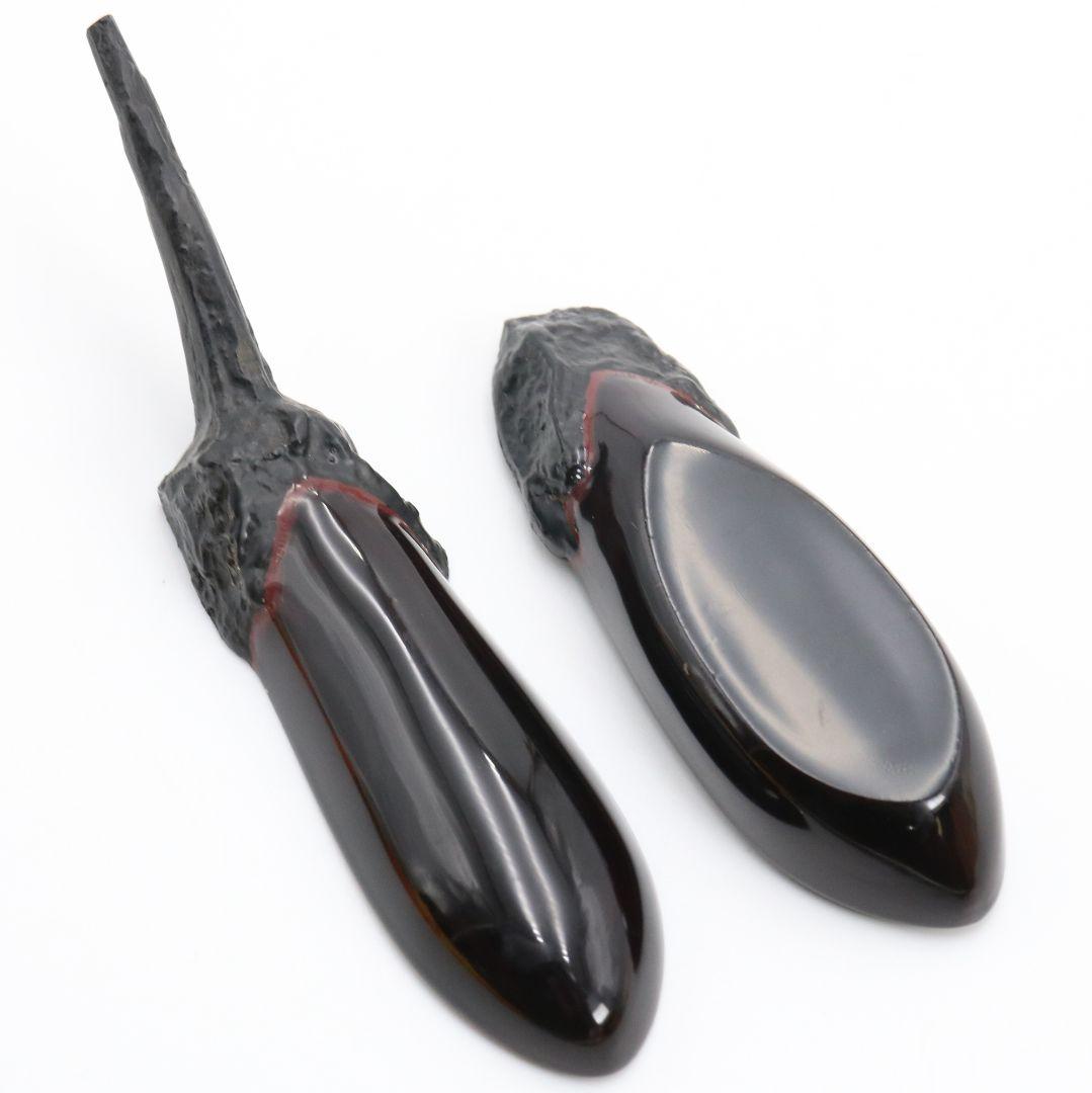 畦地粒俵作 乾漆 長茄子香合 茶道具 共箱共布　rC794　N4