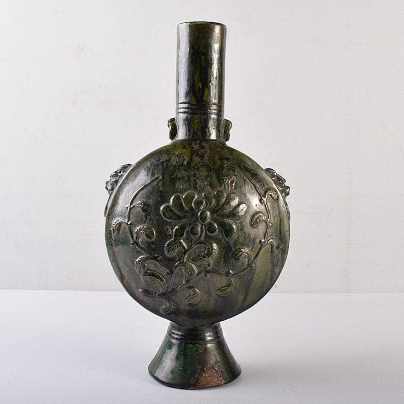 beach　刻花文　扁壷　花瓶　高さ約34cm　時代箱　V　R8628H