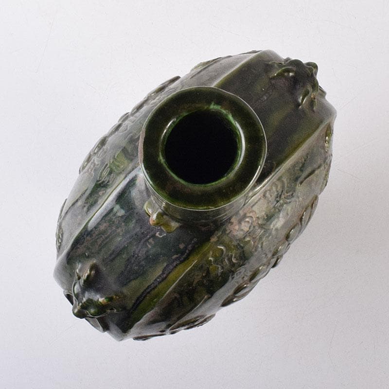 beach　刻花文　扁壷　花瓶　高さ約34cm　時代箱　V　R8628H