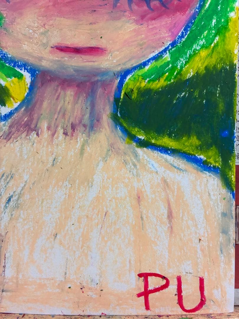 アート クレヨン画 ダーク 病みかわいい 表現 オリジナル 絵画 原画 女の子