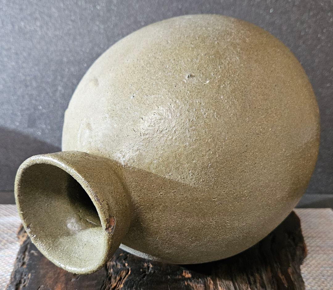 明治時代　薩摩焼系　苗代川焼系　緑釉　雲助　うんすけ　甕　壺　花入れ　オブジェ