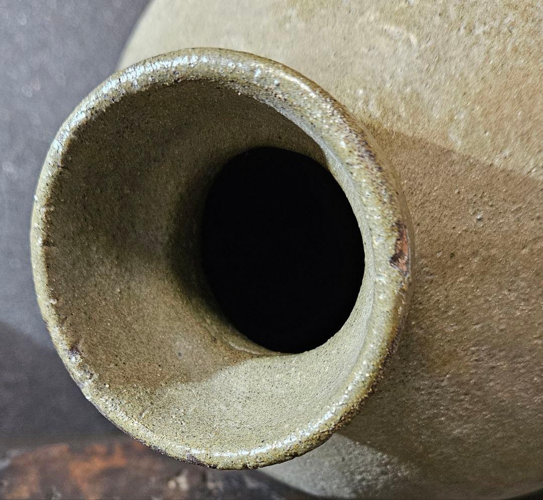 明治時代　薩摩焼系　苗代川焼系　緑釉　雲助　うんすけ　甕　壺　花入れ　オブジェ