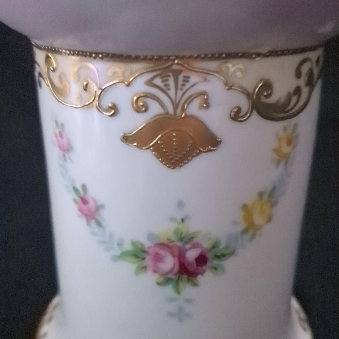 お値下げ　オールドノリタケ　金盛りワイルドローズ絵花瓶