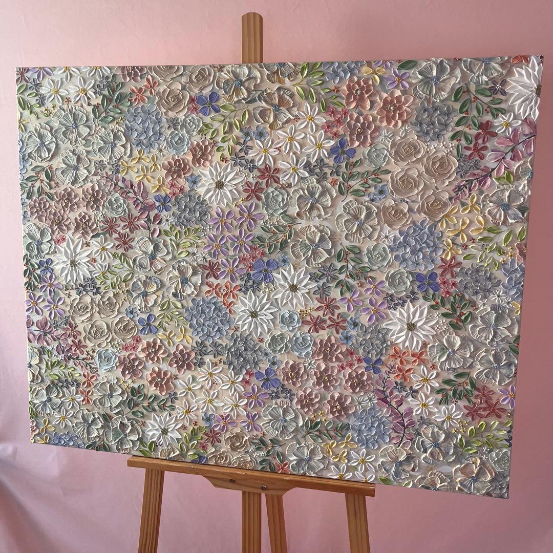 F30号 抽象アート キャンバス作品くすみカラー 優しい色合い 壁掛け