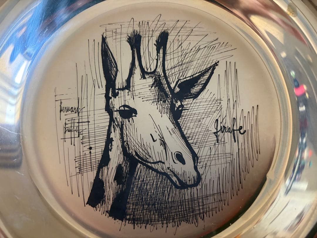 ベルナール・ビュッフェ 銀製 飾り皿 キリン