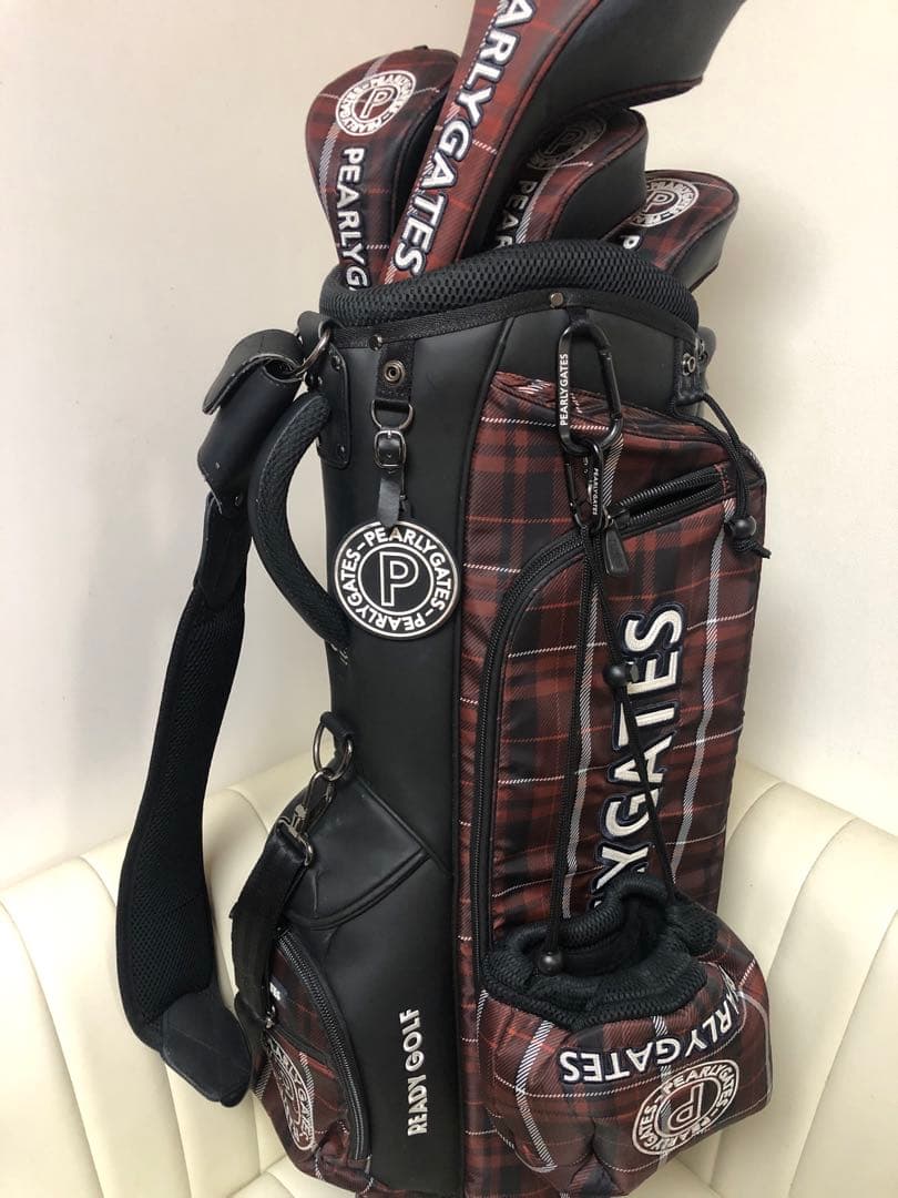 PEARLY GATES チェック柄 キャディバッグ　ヘッドカバー8点