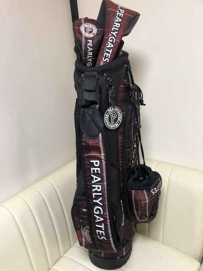 PEARLY GATES チェック柄 キャディバッグ　ヘッドカバー8点