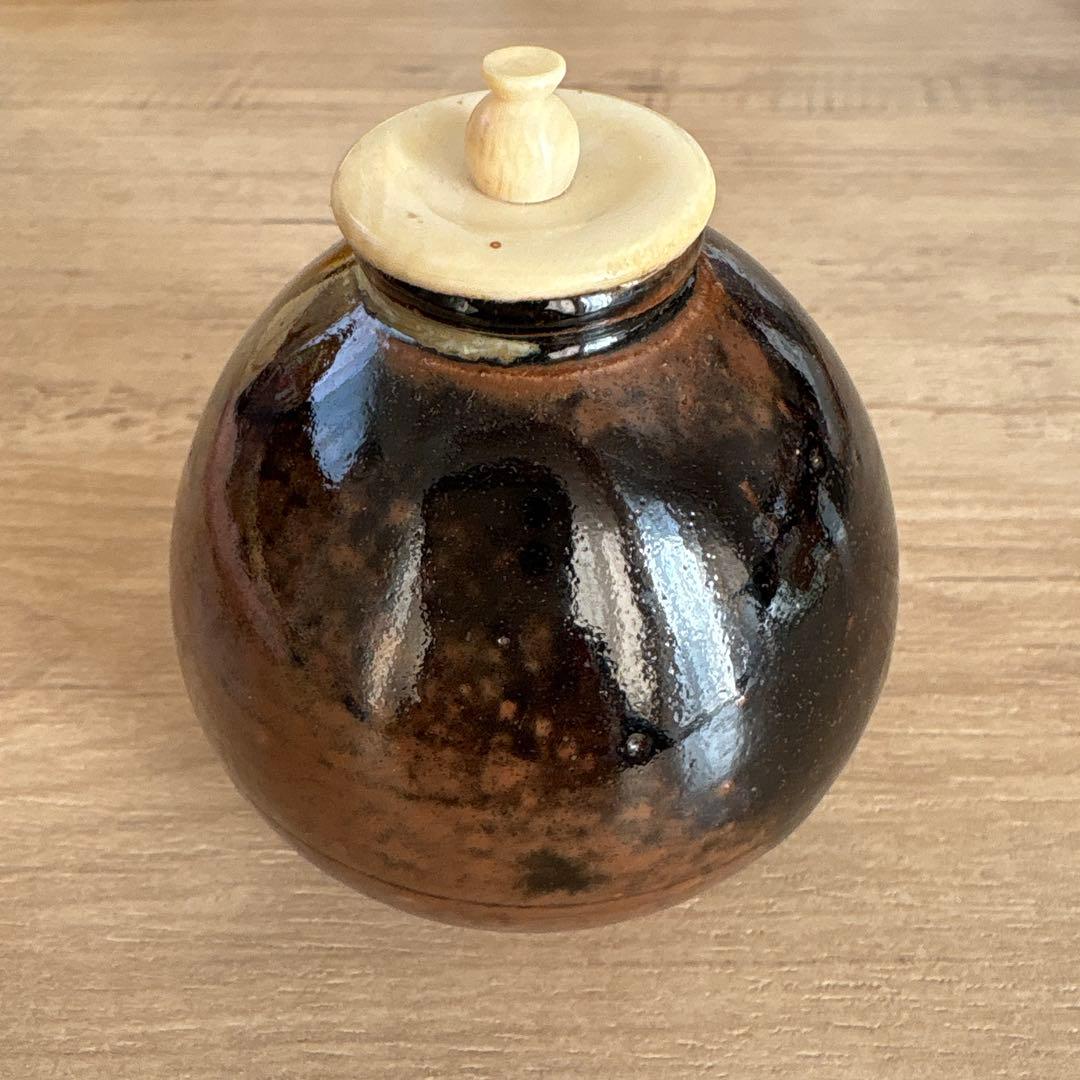 膳所焼　陽炎園　大梅茶入　茶道具