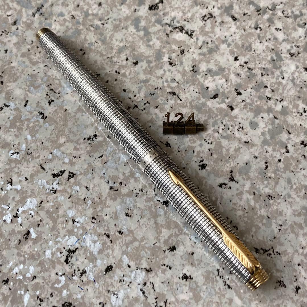 #124 オーバーホール済み 万年筆 PARKER パーカー シルバー 14k