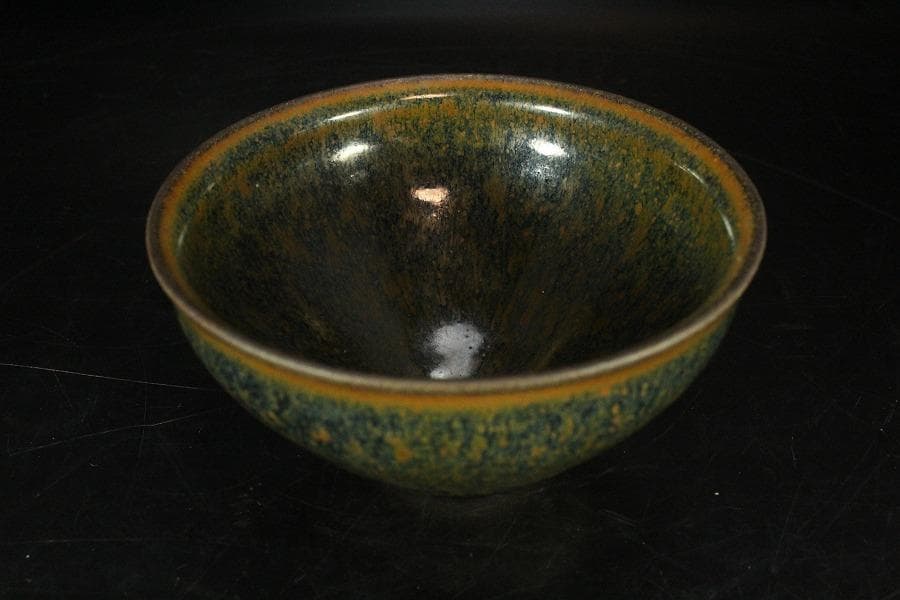 中国美術 唐物 乃木目天目 茶碗 仕服 茶道具(K-RC953)