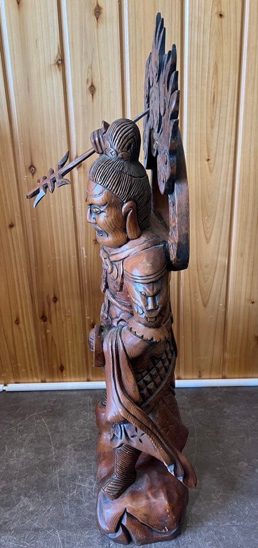 【毘沙門天/木彫り】神様 置物 縁起物 彫刻 希少
