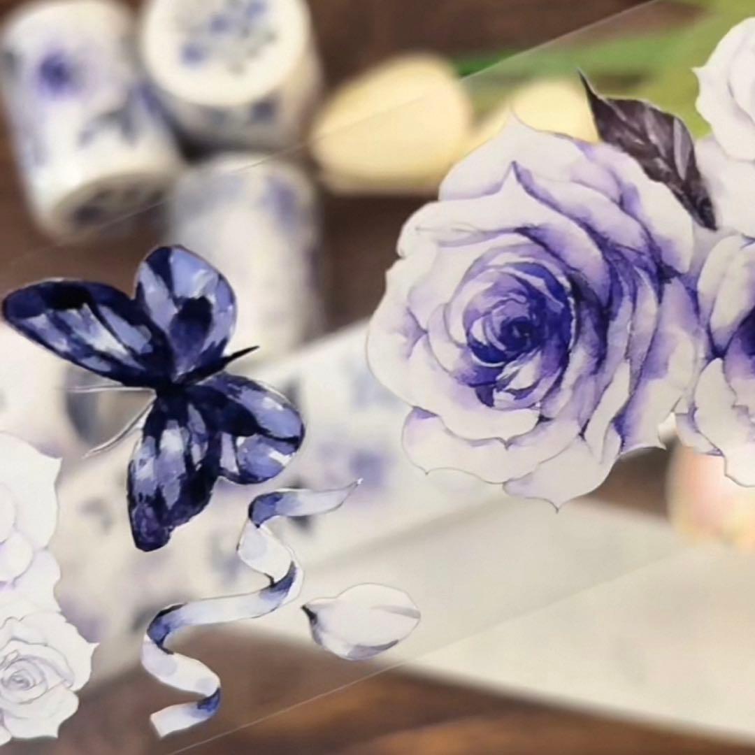 新品　凝夜紫シリーズ　PET亮面マスキングテープ　マステ　6m