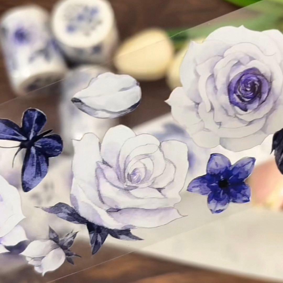 新品　凝夜紫シリーズ　PET亮面マスキングテープ　マステ　6m