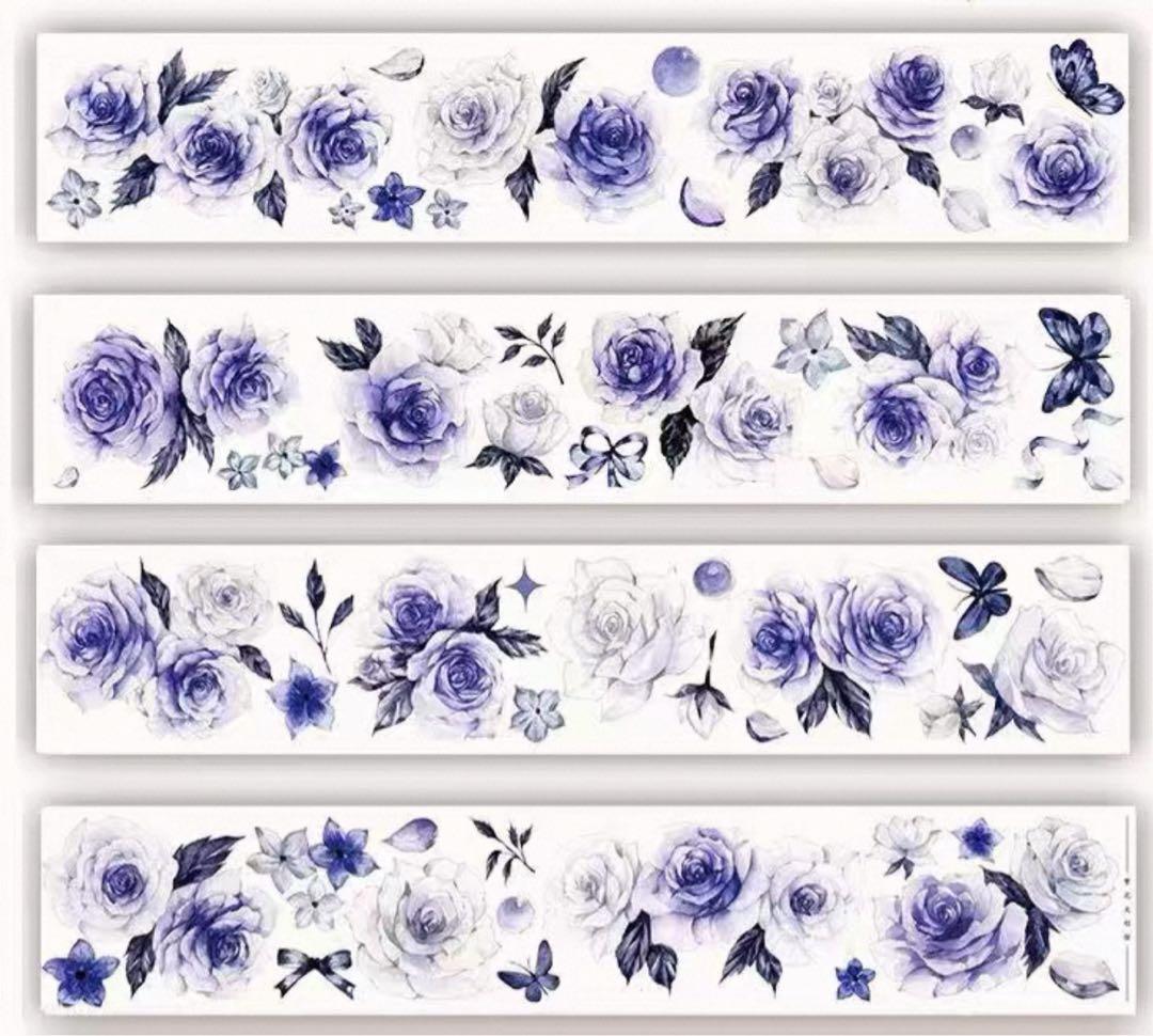 新品　凝夜紫シリーズ　PET亮面マスキングテープ　マステ　6m