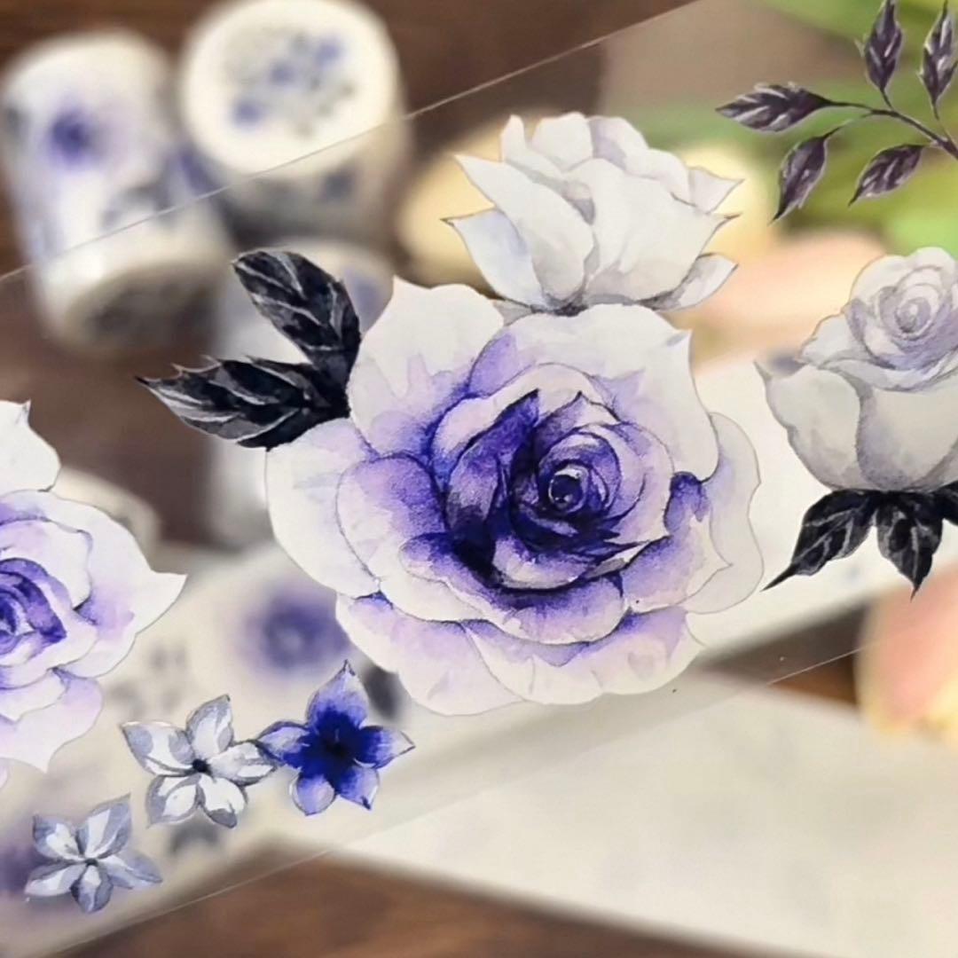 新品　凝夜紫シリーズ　PET亮面マスキングテープ　マステ　6m