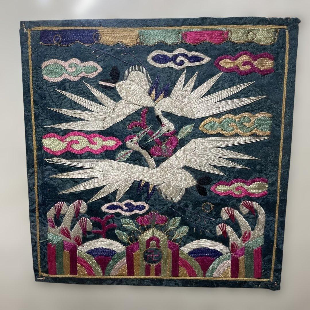 朝鮮　李朝　刺繍額