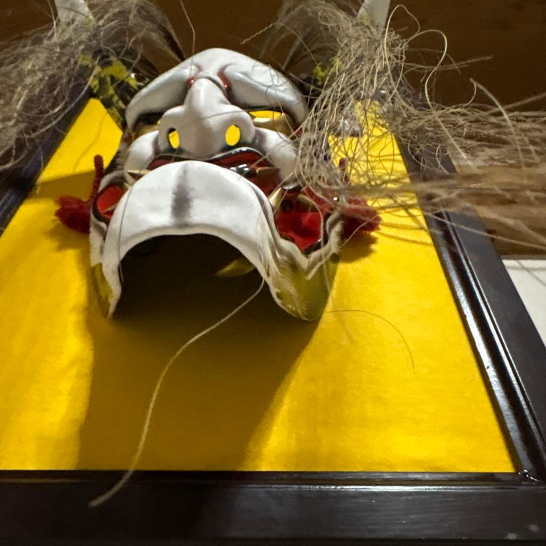 石見神楽面　般若　鬼　男　お面　能面　壁掛け　角　置物　レトロ　工芸品