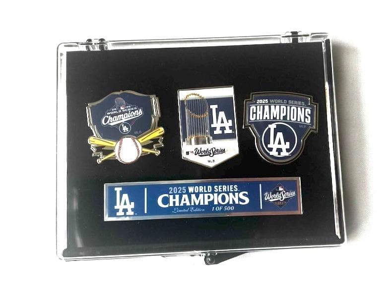 [500個限定]2025 ドジャース 世界一記念 ピンバッジ 3点セットケース付