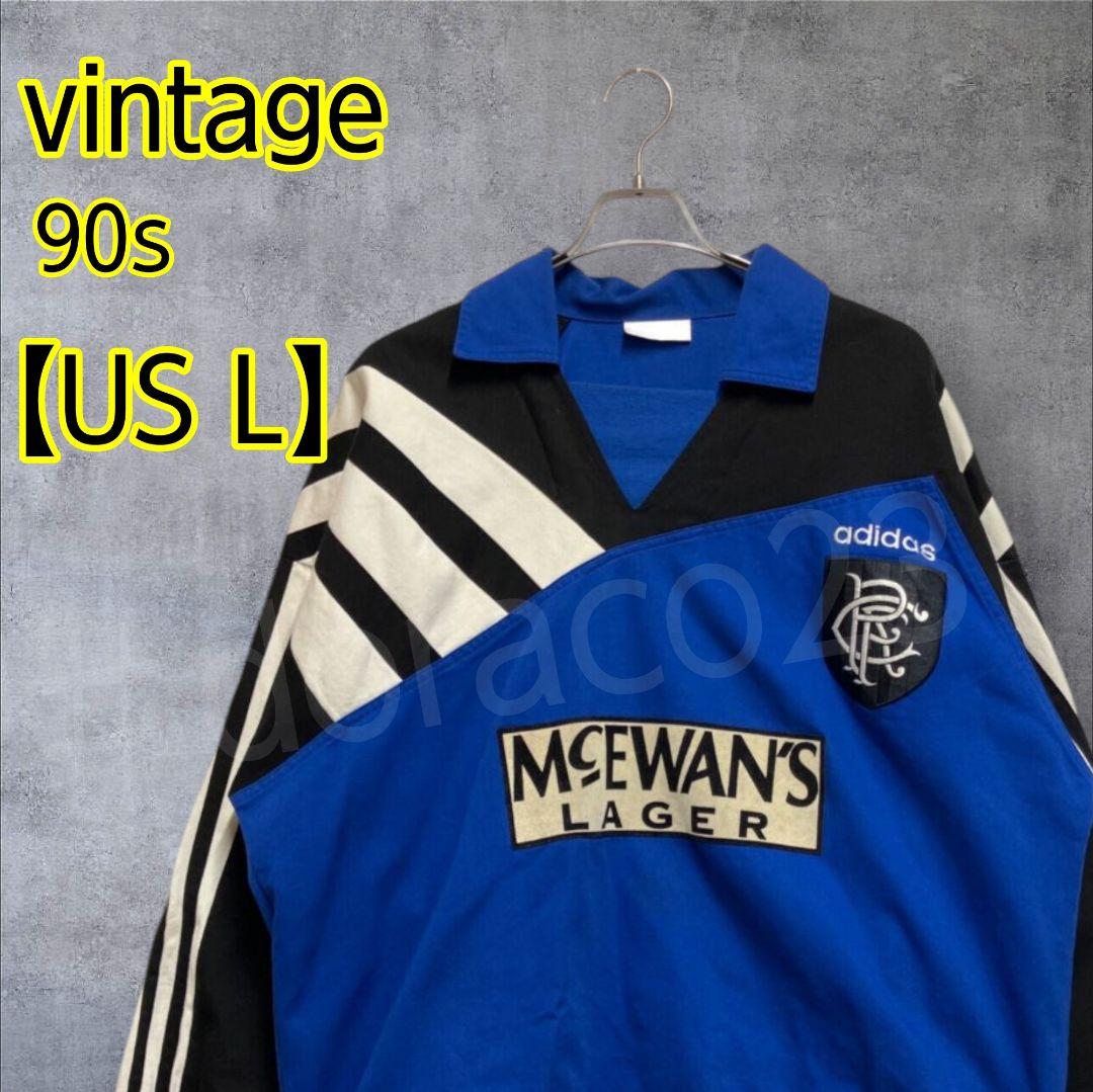 激レア‼️90s adidas レンジャーズ　ドリルトップジャージ L 青/黒