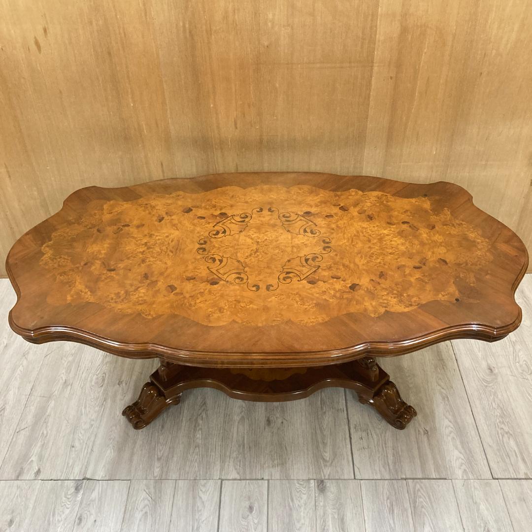 イタリア　象嵌　彫刻　大型ダイニングテーブル　200ｃｍ