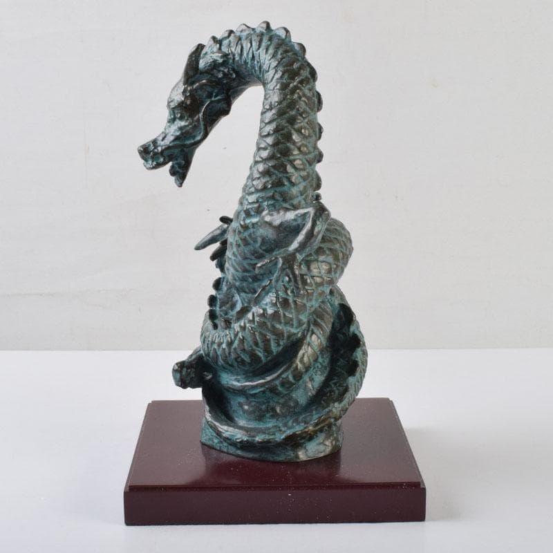 彫刻家　江里敏明造　青銅　青龍　置物　共箱　V　9090A
