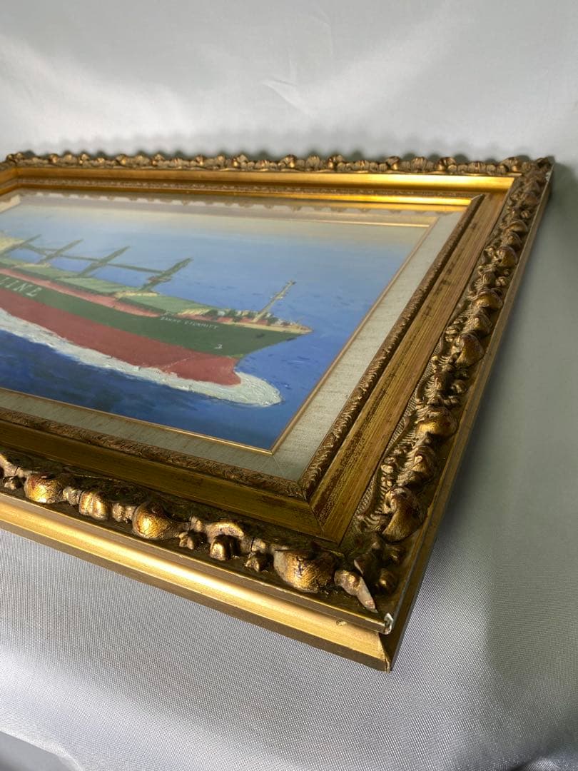 2409❣️ SANKO LINE 三光汽船　油絵 直筆