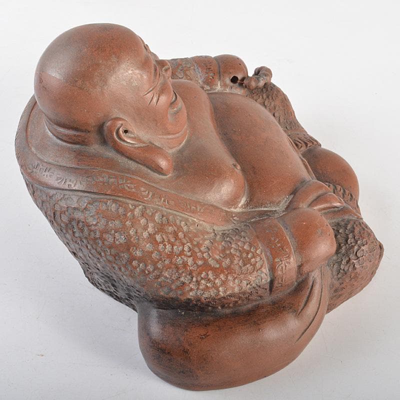 中国　紫砂　朱泥　布袋像　在銘　V　R7033E
