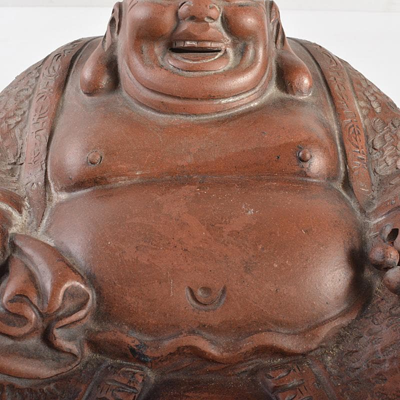 中国　紫砂　朱泥　布袋像　在銘　V　R7033E