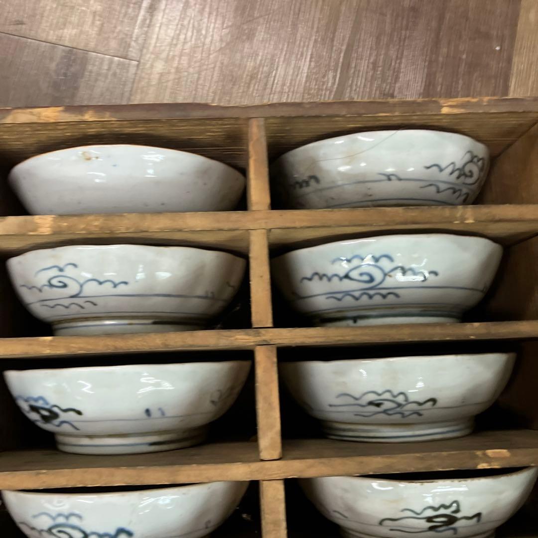 3F 明治時代物 骨董品 小皿 20客セット 木箱入り蔵出し アンティーク 染付