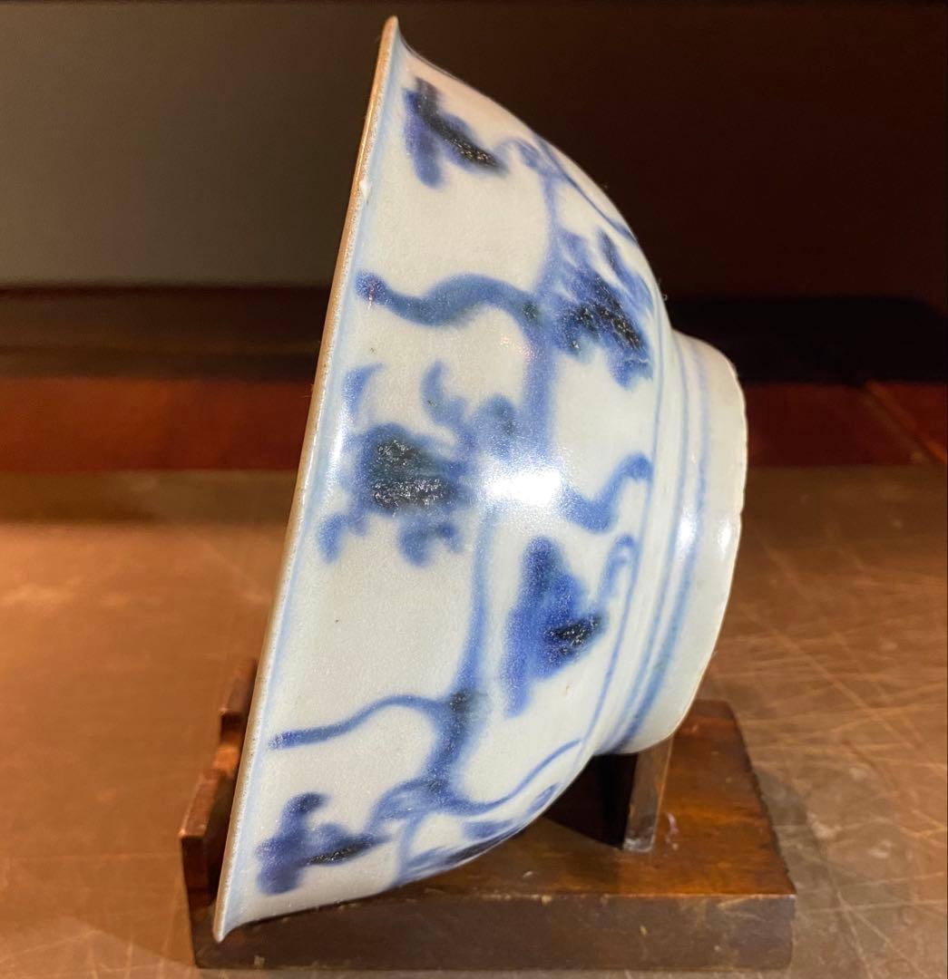 福建省徳化窯　染付絵皿　鑑賞台付 　 　　沈船品　ヴィンテージ　レア ・台湾茶器