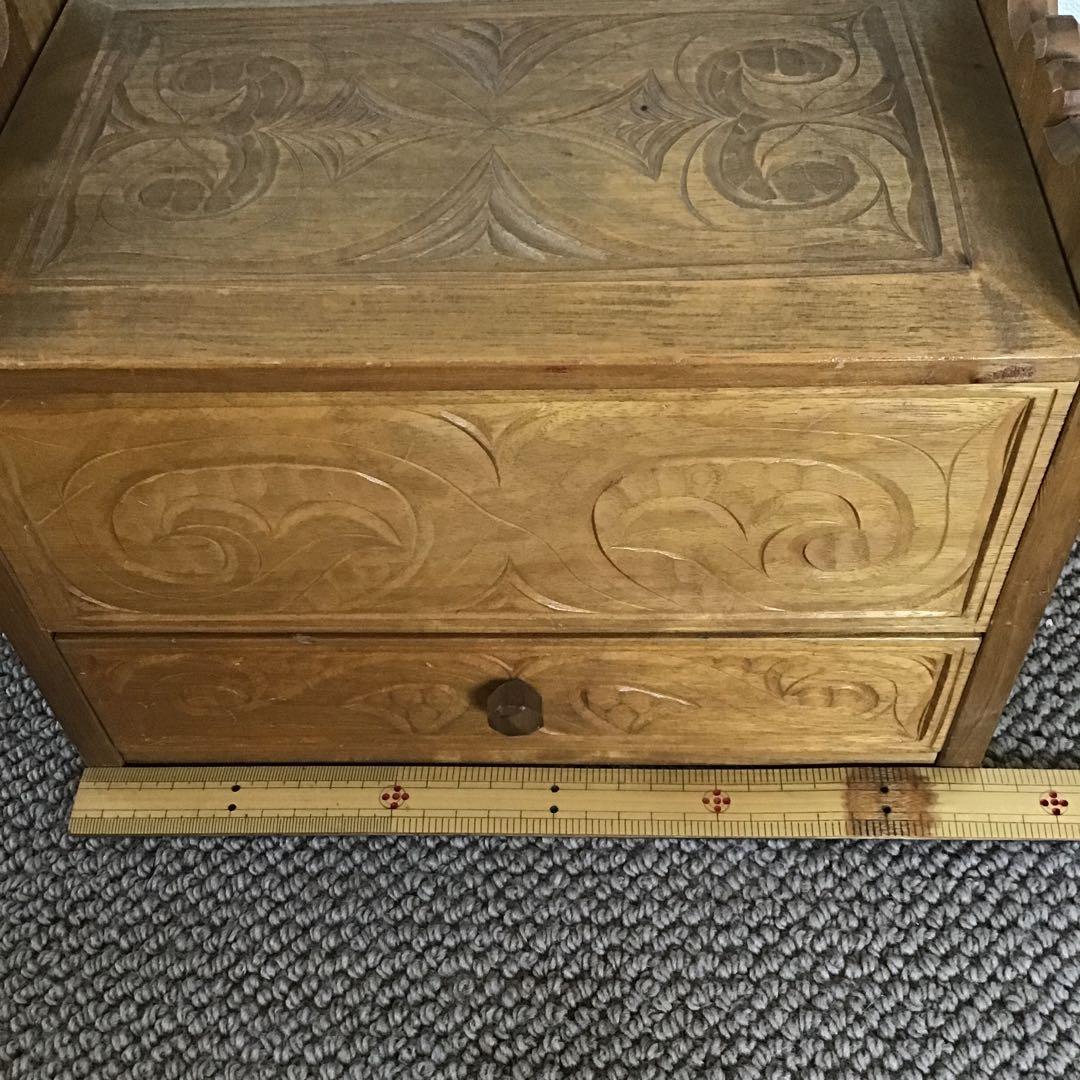 美品☆アイヌ工芸　木彫　アンティーク　アイヌ紋様　収納ボックス