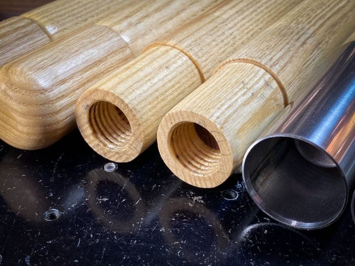 ウッドポール210㎝ボルト固定式ステンレスパイプ仕様3本継2本1セット