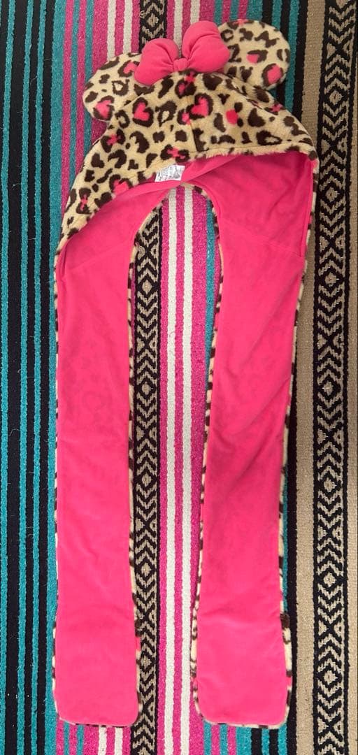 ゆ*様 ディズニー　ファンキャップ　マフラーキャップ　ミニー　茶色　ヒョウ柄